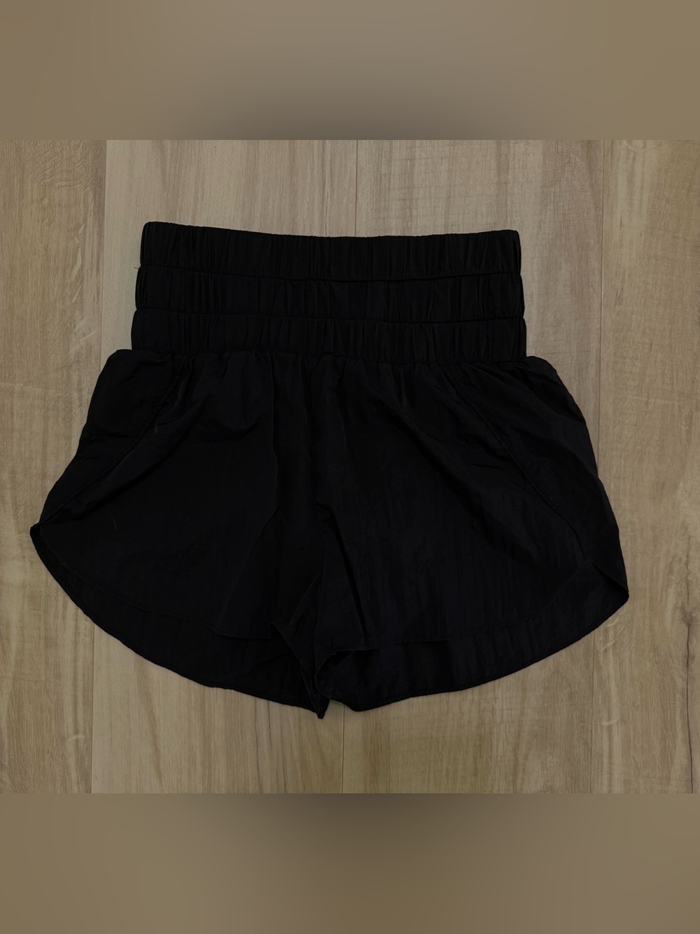 TCEC Black High-Waist Smocked Waist Shorts